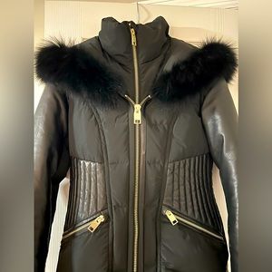 Nicole Benisti Courvechal Blue Fox Fur-Trim Down Parka